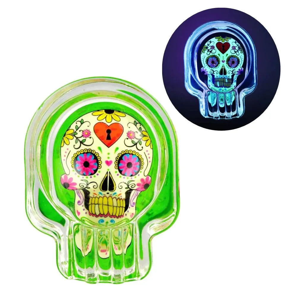 Smokezilla Skull Glass Ashtray Glow In The Dark - Insomnia Smoke
