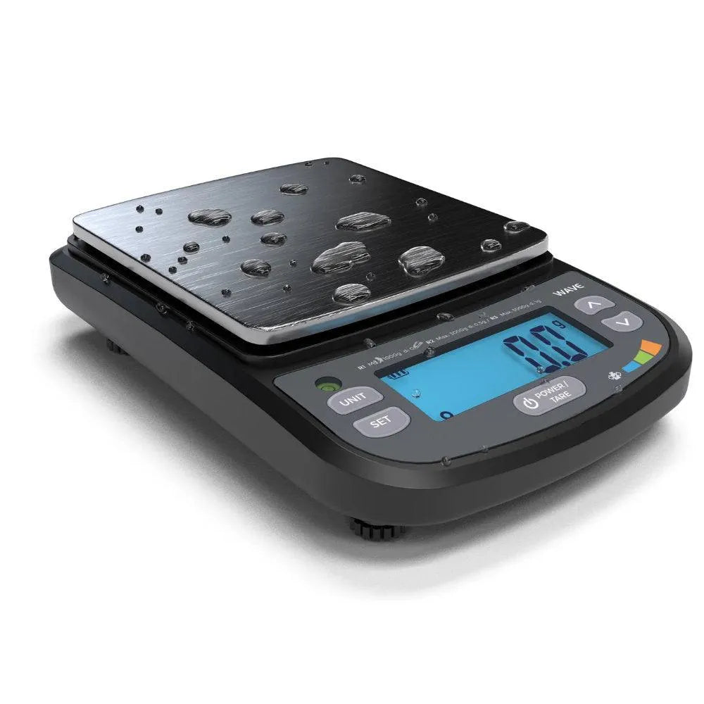 On Balance WA-5000 Wave Ip-65 Rated Compact Bench Scale (5000g x 1g) (3000g x 0.5g) (1000g x 0.1g) - Insomnia Smoke