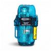 A translucent blue Blazer CG-001 Cigar Torch Lighter with a black label reading 'BLAZER CG-001 PAT. MADE IN JAPAN' and a yellow warning sticker, shown on a white background.
