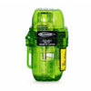 A translucent green Blazer CG-001 Cigar Torch Lighter with a black and white BLAZER logo label and a yellow warning sticker, shown on a plain white background.