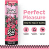 A pink package of Blazy Susan King Size Rose Cones on a white background with promotional text reading 'Perfect Pleasure' and feature icons for no harmful chemicals, sustainably produced, and vegan and non-GMO.