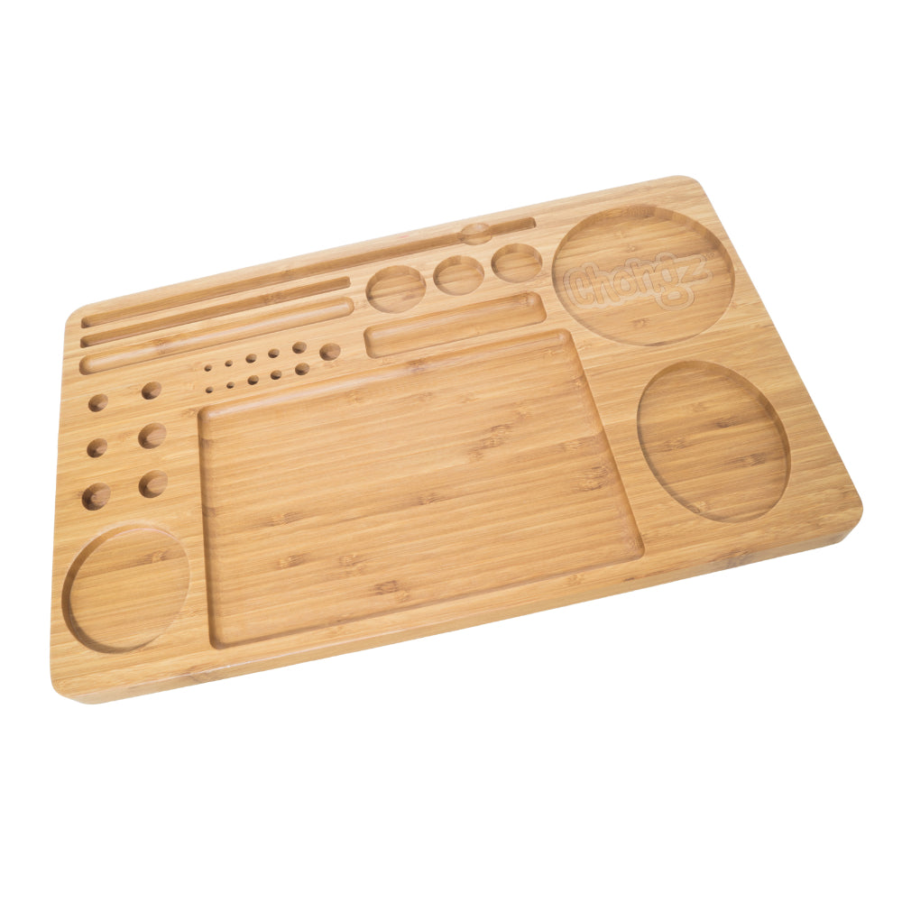 Chongz XXL Engraved Bamboo Wood Rolling Tray