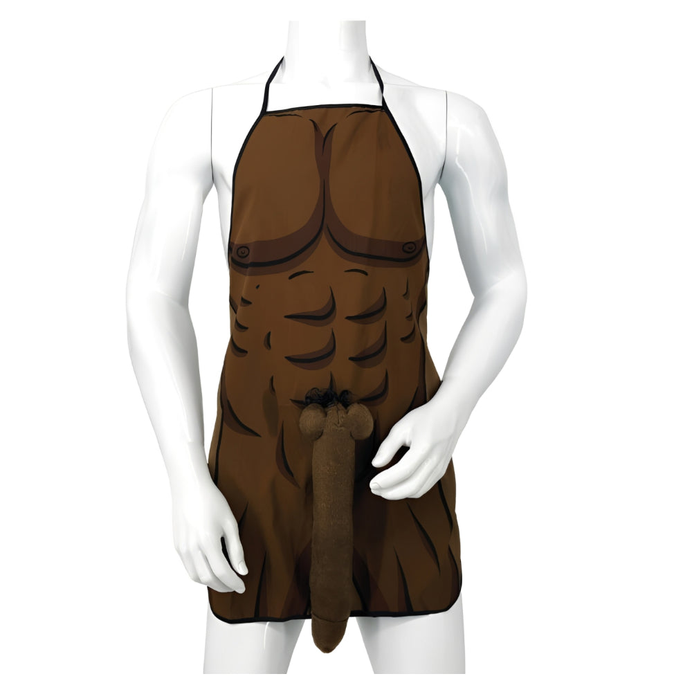 Diablo Picante Muscular Apron With 3D Penis in Brown Tone