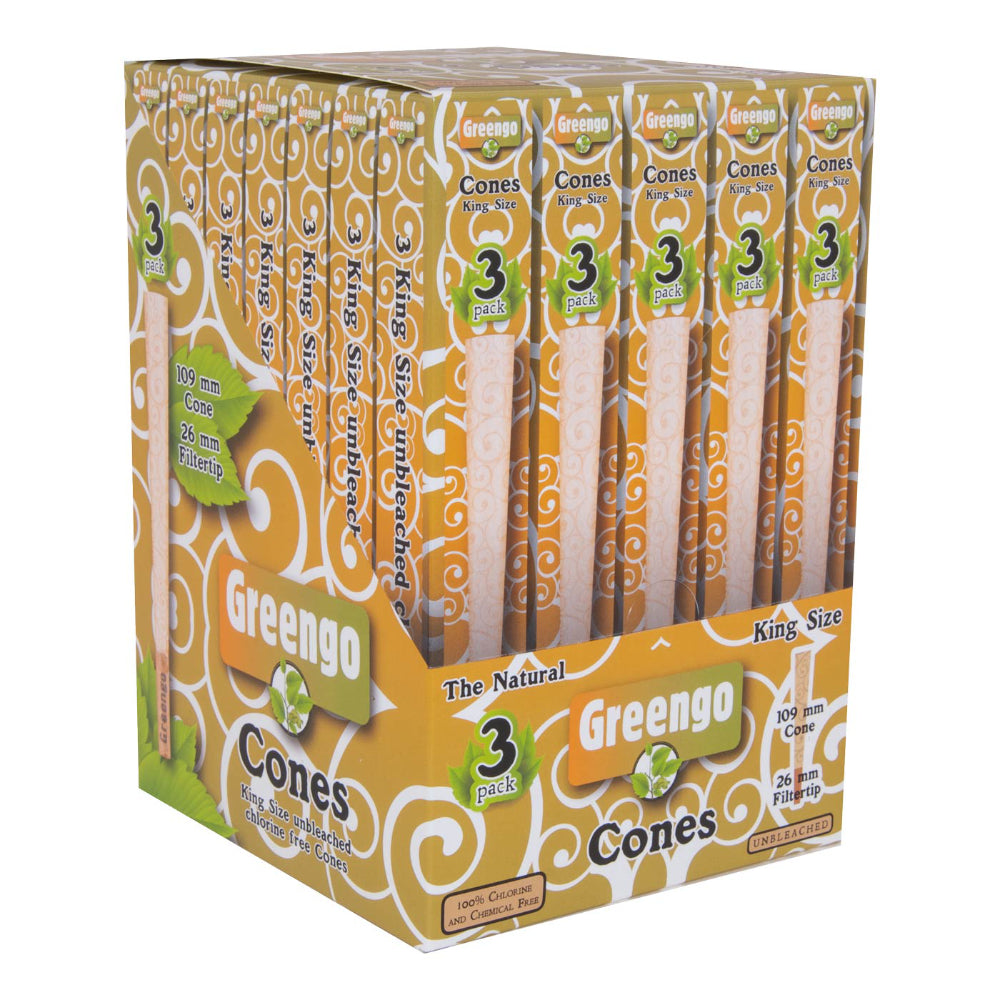 Greengo Unbleached King Size 3-pack Cones