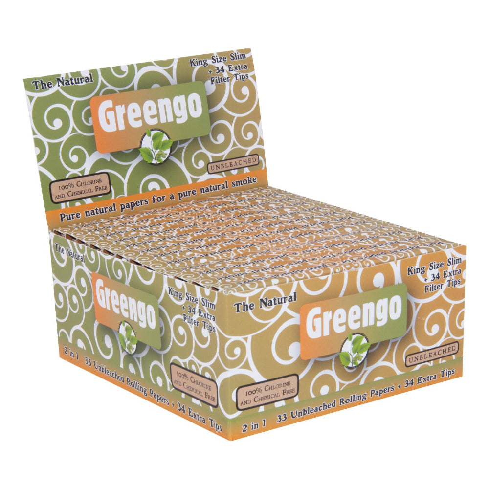 Greengo Unbleached King Size Slim 2 in 1 Rolling Papers