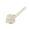Clear glass water pipe by NWTN Home with a textured bowl and a long angled stem, shown on a plain white background.