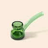 A translucent green glass water pipe by NWTN Home with a wide base, a curved stem, and a small inner bowl, shown on a plain beige background.