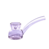 A translucent light purple glass water pipe with a curved bowl and a short stem, shown on a plain white background.