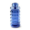 Lapis blue glass bong with ribbed design on a white background  NWTN Home Bolla Gravity Glass Bong