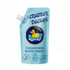 A 240 ml light blue squeeze pouch of Scrubber Duckys Natural Concentrated Quartz Cleaner with a white spout cap, shown on a plain white background.