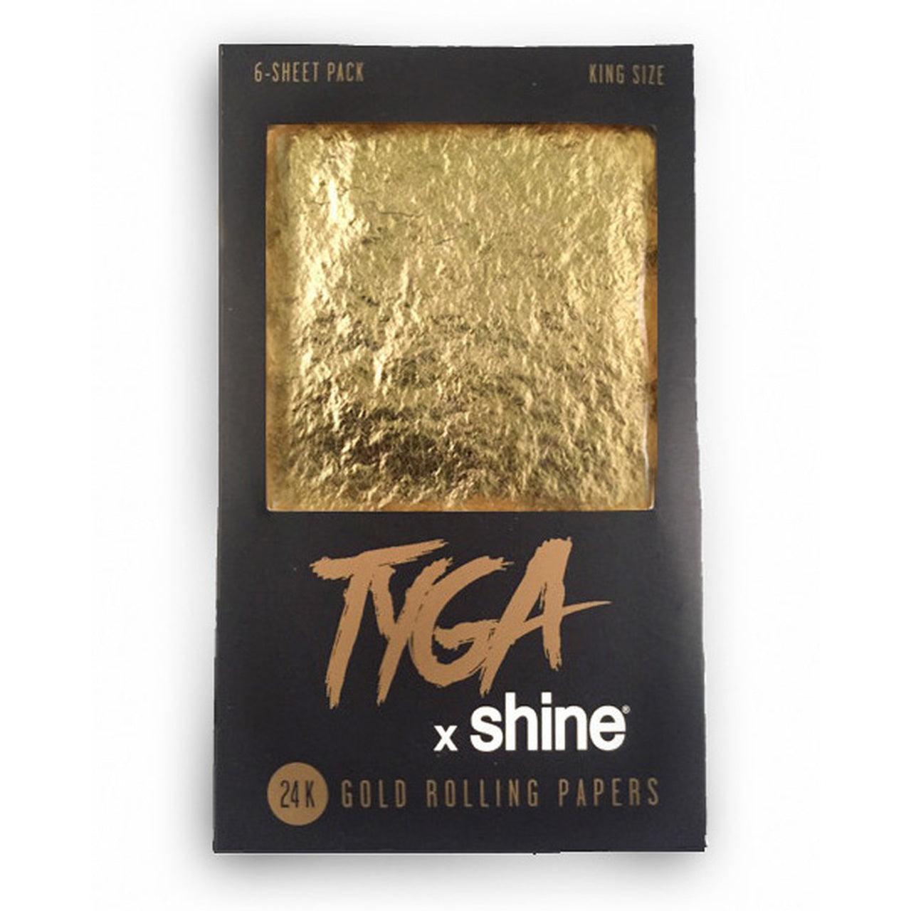 Shine Tyga 24k Gold Rolling Papers - King Size 6-Sheet Pack - Insomnia Smoke